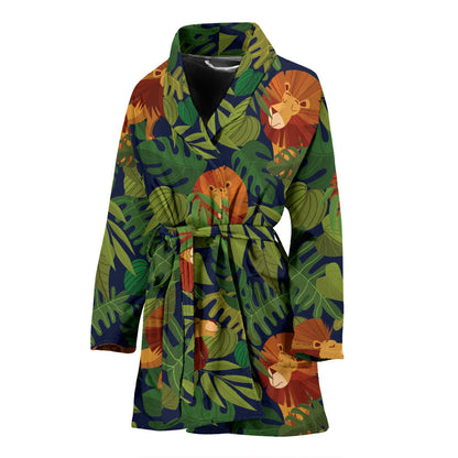 Lion Jungle Pattern Print Design 05 Women Bathrobe