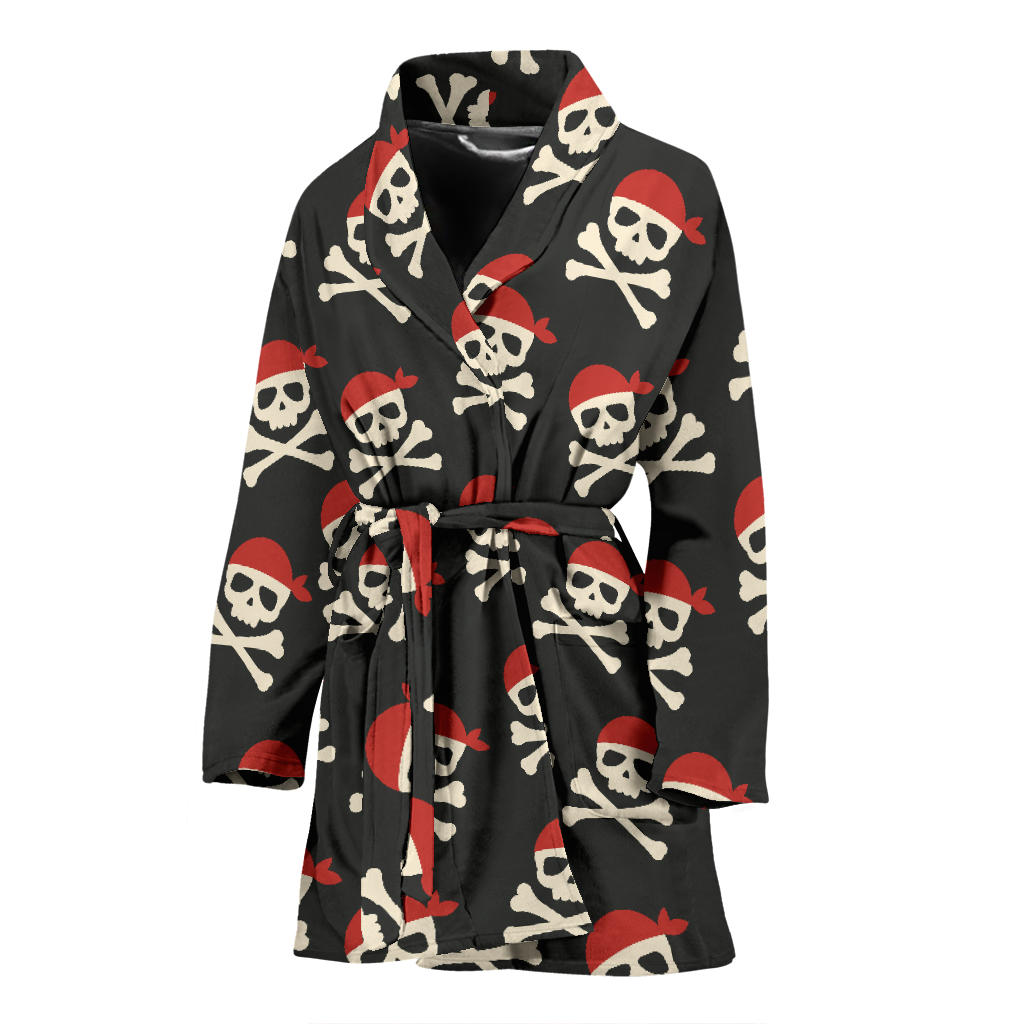 Pirate Pattern Print Design A04 Women Bathrobe