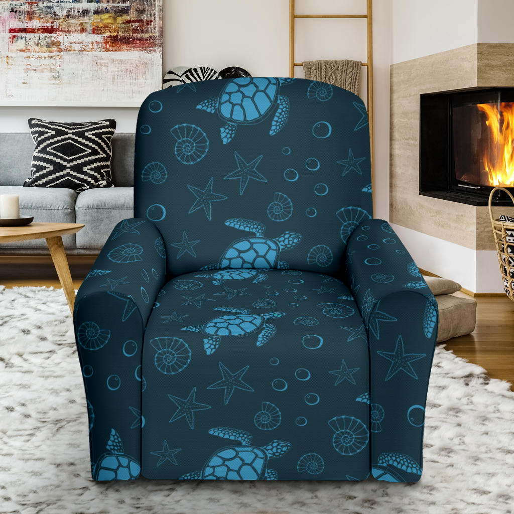 Sea Turtle Print Design LKS308 Single Sofa Slipcover