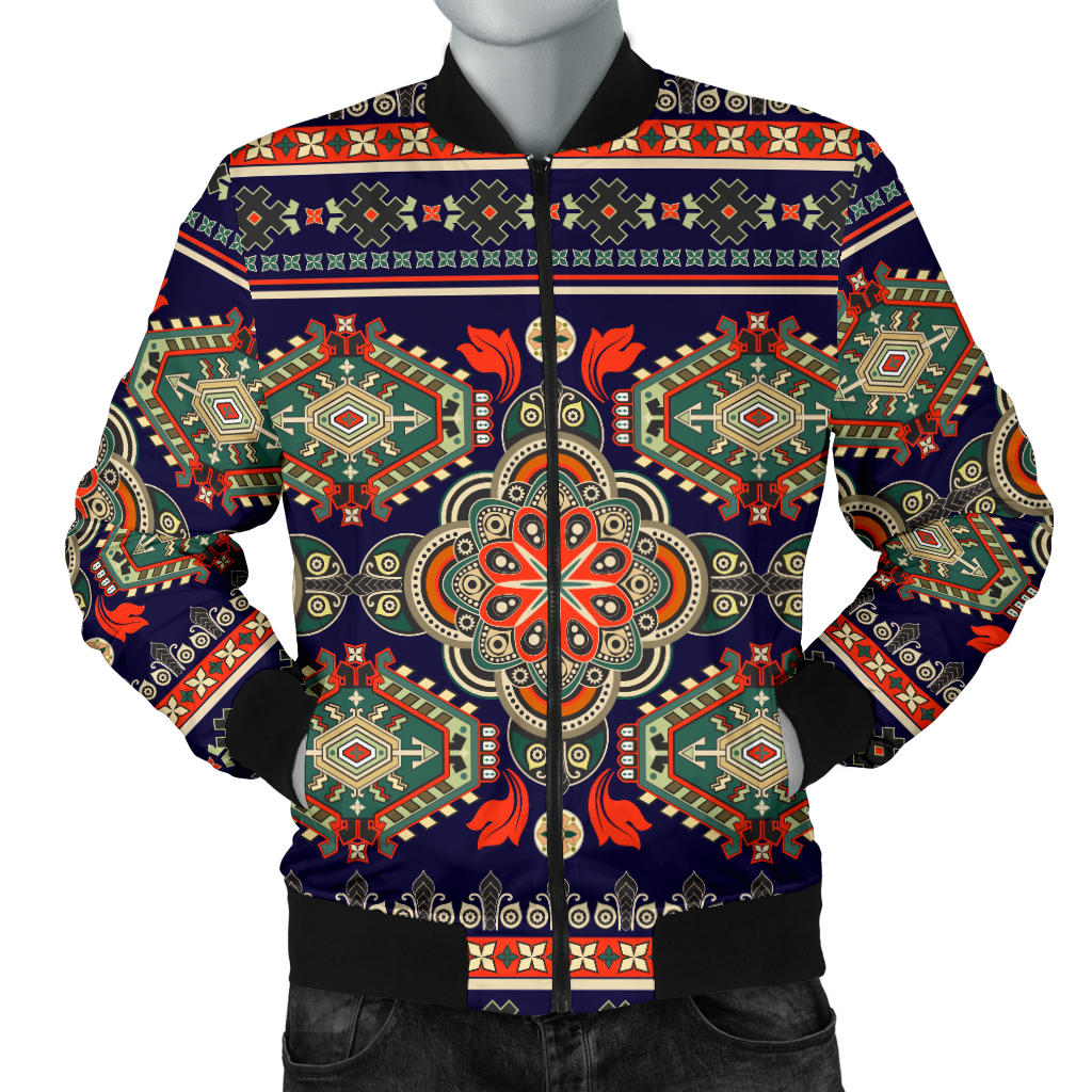 Ethnic Geometric Print Pattern Men Bomber Jacket