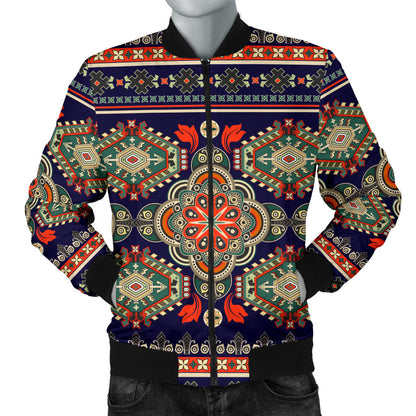 Ethnic Geometric Print Pattern Men Bomber Jacket