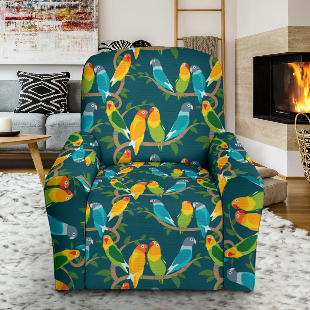 Lovebird Pattern Print Design 02 Recliner Slipcover with Pocket