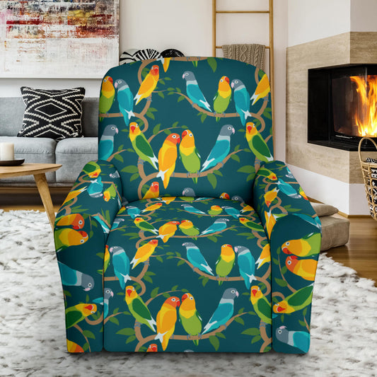 Lovebird Pattern Print Design 02 Recliner Slipcover with Pocket