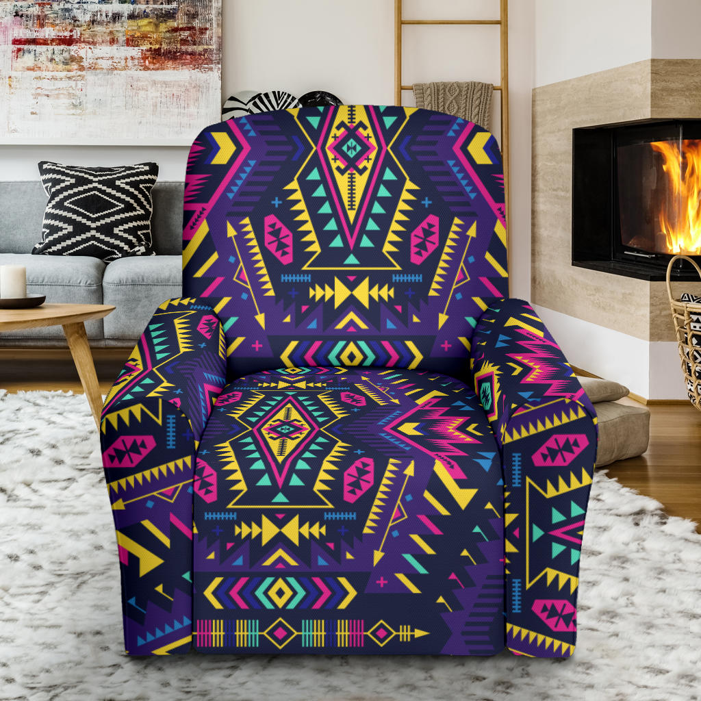 Aztec Pattern Print Design 07 Recliner Slipcover with Pocket