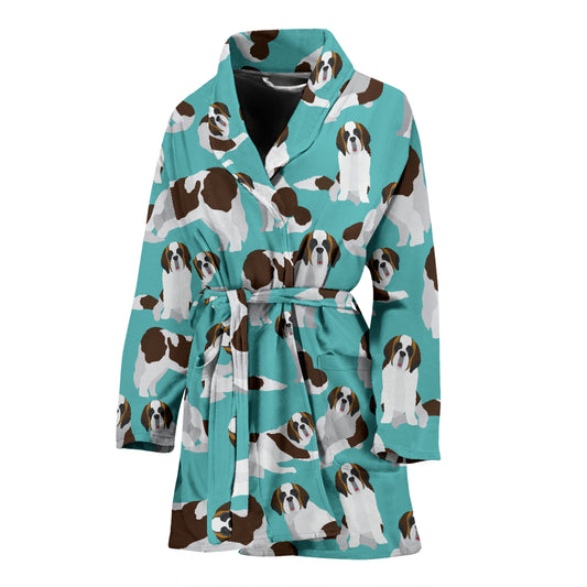 St Bernards Print Design LKS302 Women Bathrobe