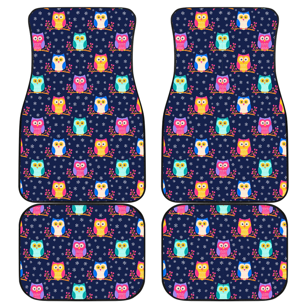 Owl Cute Themed Design Print Car Floor Mats Front Back
