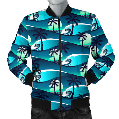 Beach Wave Design Print Men Bomber Jacket