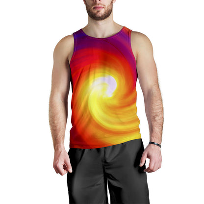 Vortex Twist Swirl Flame Themed Men Tank Top
