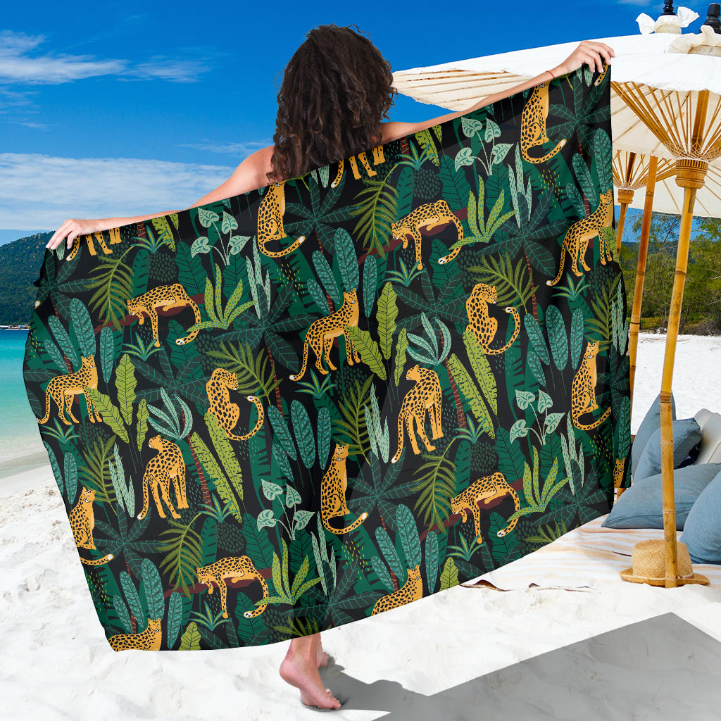 Jaguar Jungle Pattern Print Design 03 Sarong Pareo Wrap