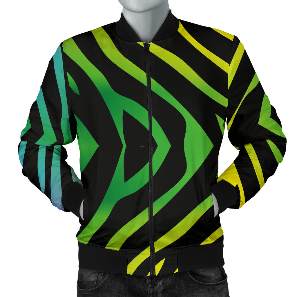 Rainbow Zebra Themed Print Men Bomber Jacket
