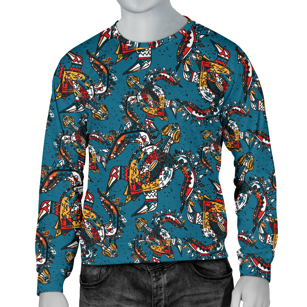 Sea Turtle Tribal Colorful Hand Drawn Men Long Sleeve Sweatshirt