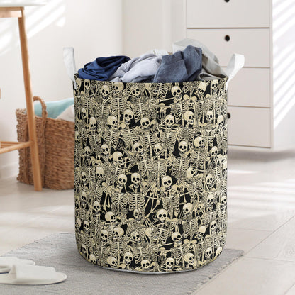 Skeleton Design Print Laundry Basket