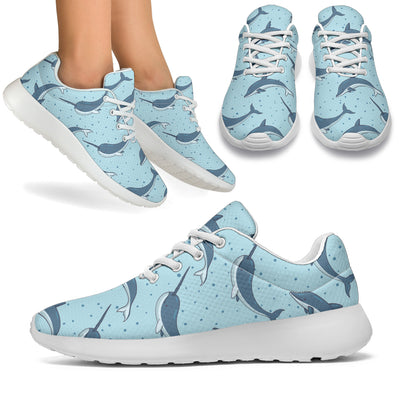 Narwhal Dolphin Print Athletic Shoes