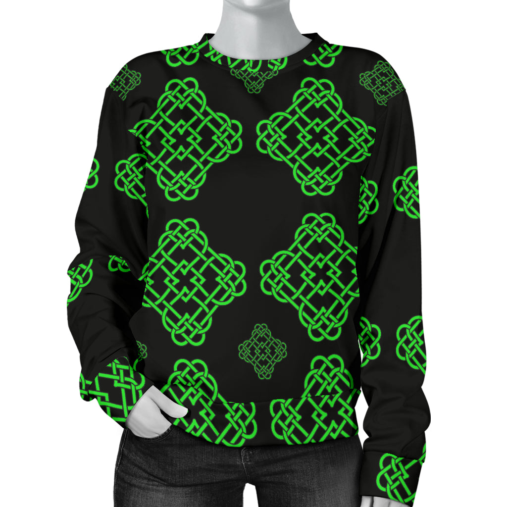 Celtic Knot Green Neon Design Women Long Sleeve Sweatshirt