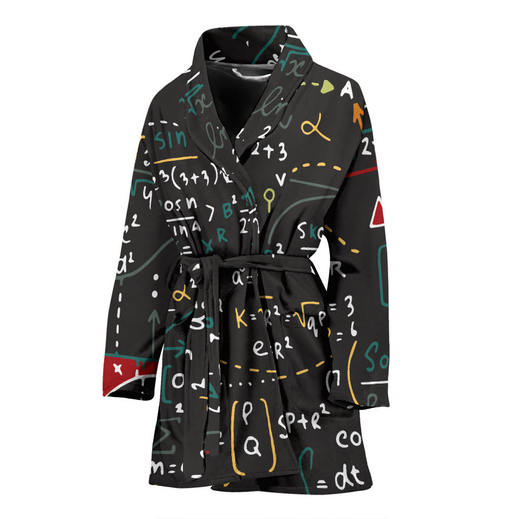 Math Pattern Print Design 04 Women Bathrobe
