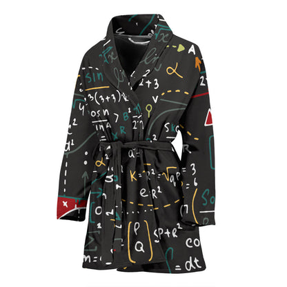 Math Pattern Print Design 04 Women Bathrobe