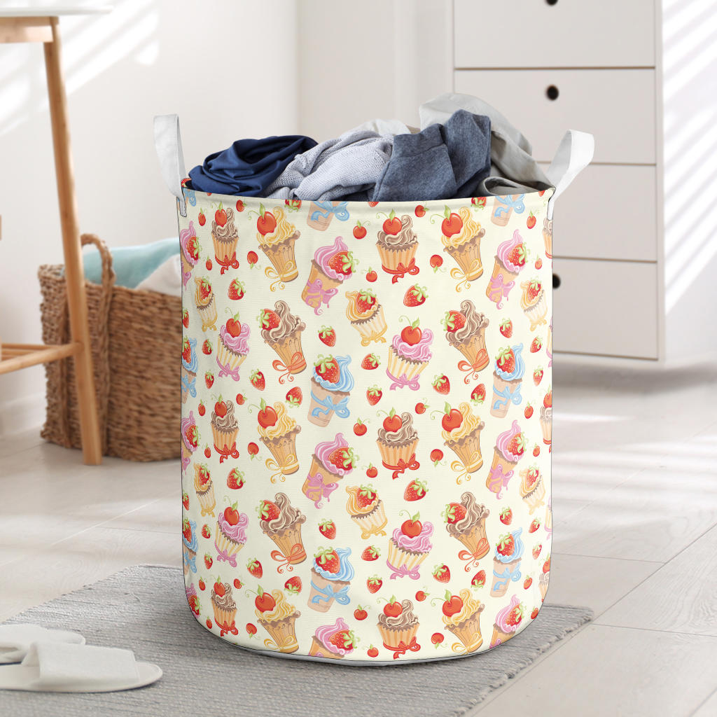 Cupcakes Strawberry Cherry Print Laundry Basket