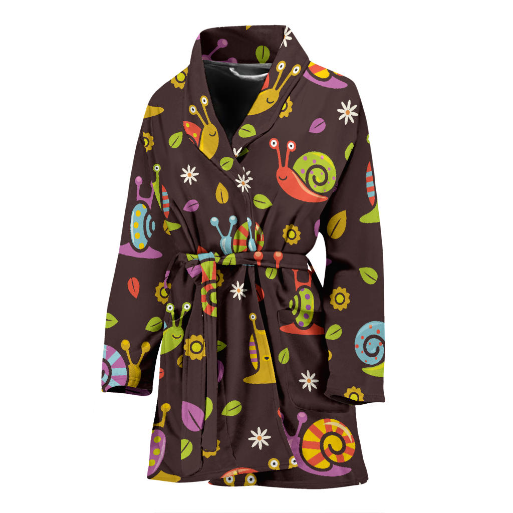 Snail Pattern Print Design 01 Women Bathrobe