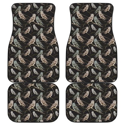 Owl Branch Themed Design Print Car Floor Mats Front Back