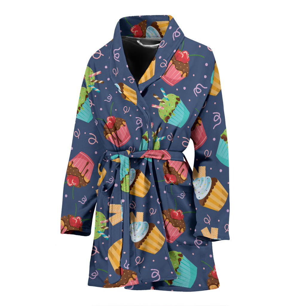 Cupcake Pattern Print Design 02 Women Bathrobe