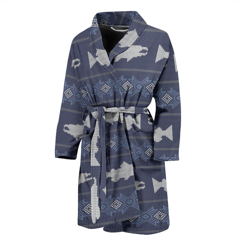 Salmon Fish Knit Style Print Design LKS304 Men Bathrobe
