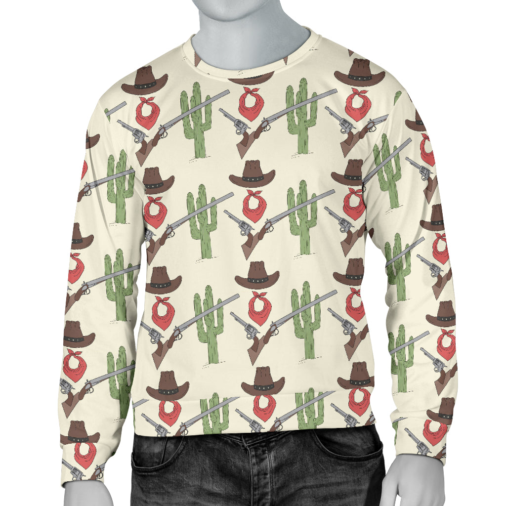 Western Cowboy Print Men Long Sleeve Sweatshirt