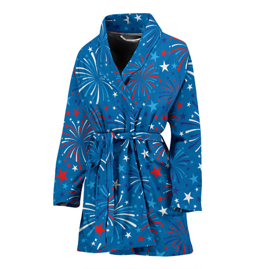 Firework Celebration Print Design LKS304 Women Bathrobe