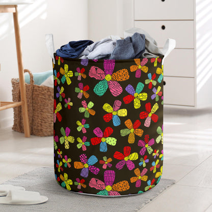 Flower Power Colorful Print Pattern Laundry Basket