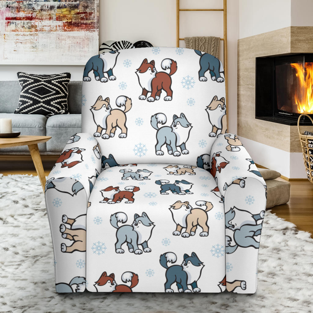 Alaskan Malamute Pattern Print Design 02 Recliner Slipcover with Pocket
