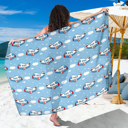 Airplane Cartoon Pattern Print Design 07 Sarong Pareo Wrap