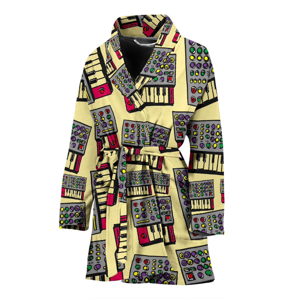 Synthesizer Pattern Print Design 01 Women Bathrobe