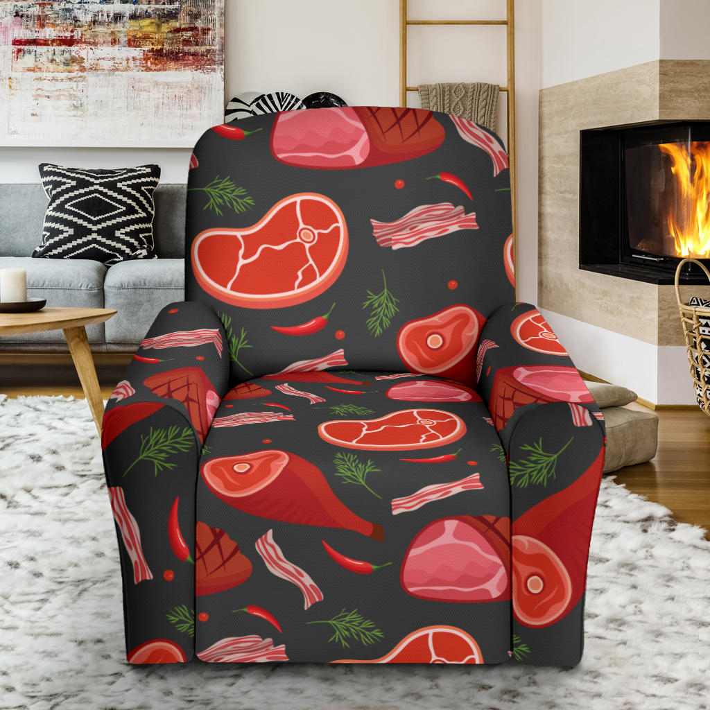 Meat Pattern Print Design 03 Recliner Slipcover with Pocket