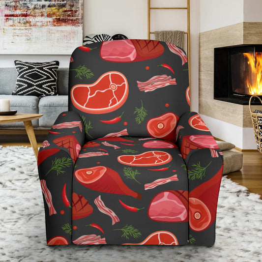 Meat Pattern Print Design 03 Recliner Slipcover with Pocket