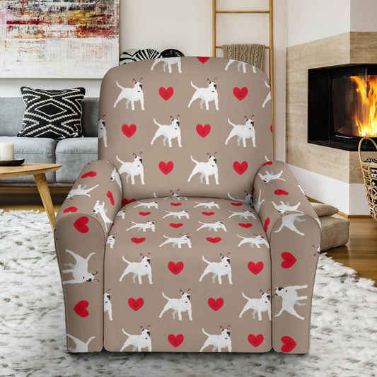 Bull Terriers Pattern Print Design 01 Recliner Slipcover with Pocket