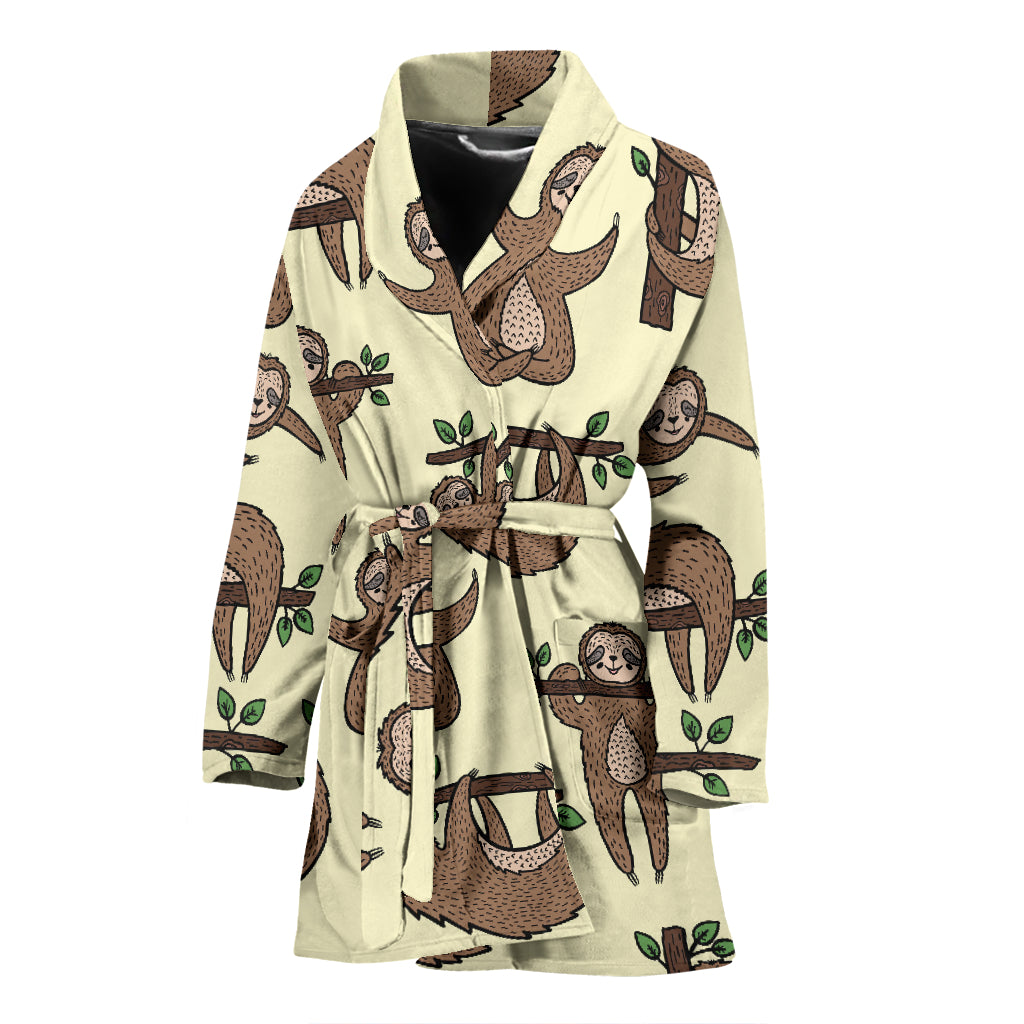 Sloth Print Design LKS3010 Women Bathrobe