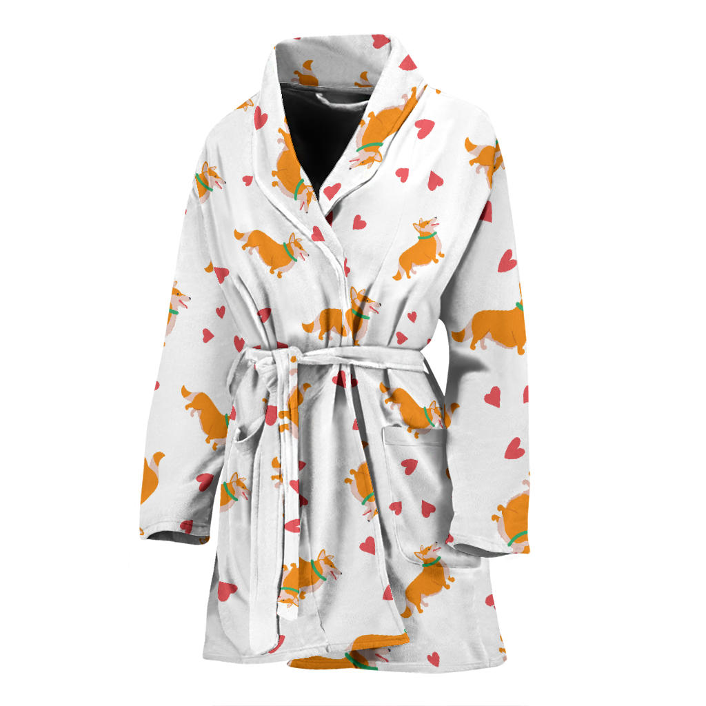 Cardigan Welsh Corgis Pattern Print Design 04 Women Bathrobe