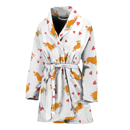 Cardigan Welsh Corgis Pattern Print Design 04 Women Bathrobe