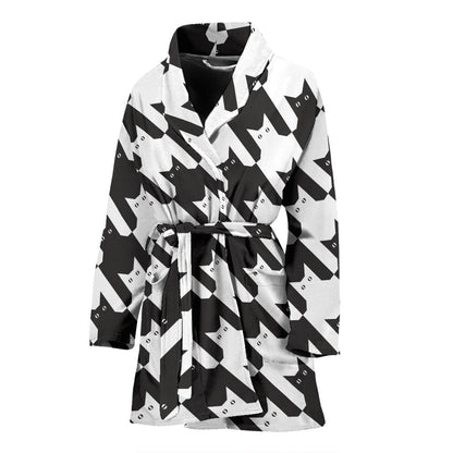 Cat HoundstoothPattern Print Design 01 Women Bathrobe