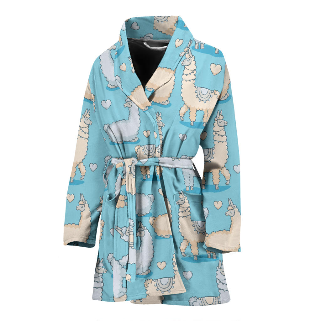 Alpaca Pattern Print Design 06 Women Bathrobe
