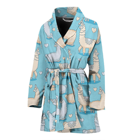 Alpaca Pattern Print Design 06 Women Bathrobe