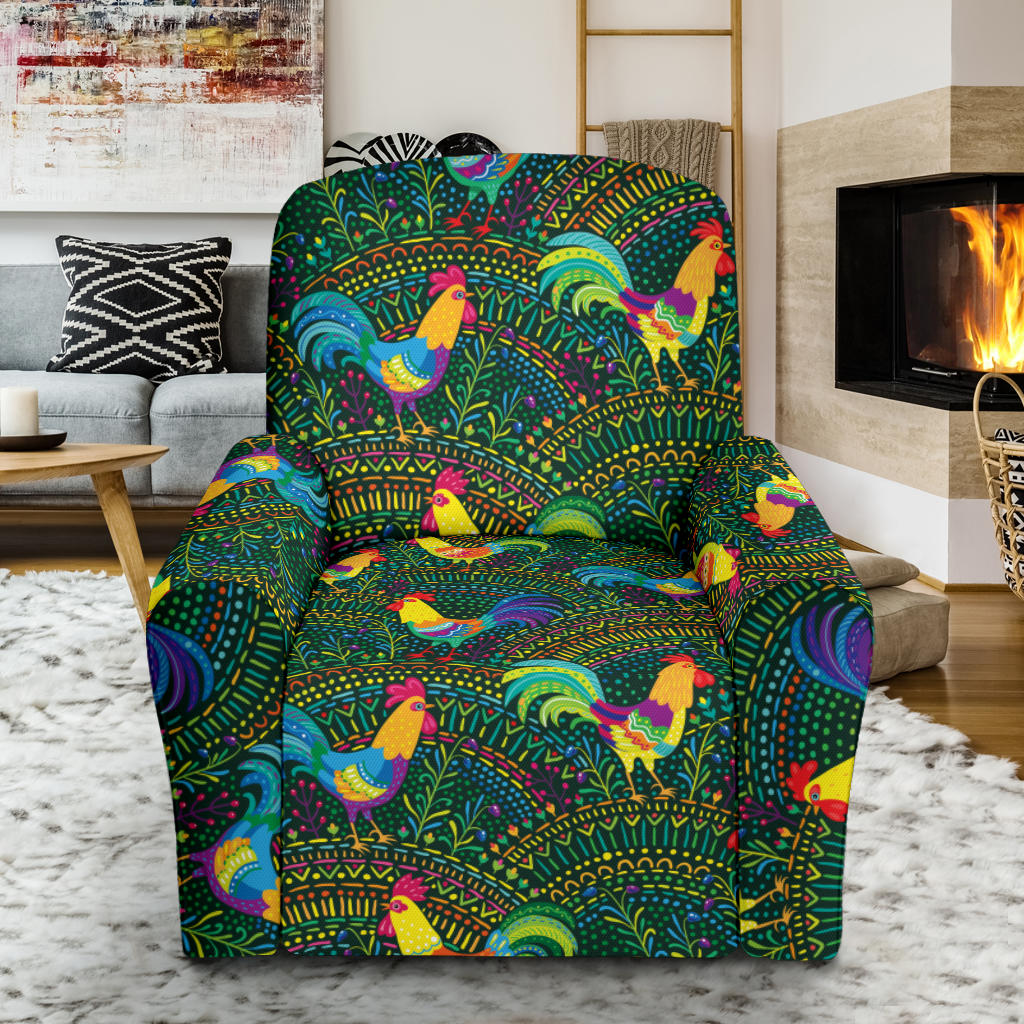 Rooster Pattern Print Design A01 Recliner Slipcover with Pocket