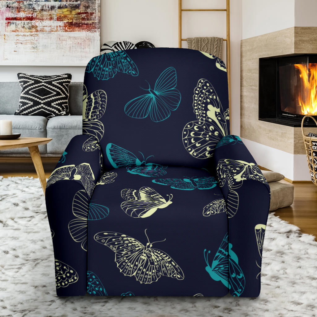 Monarch Butterfly Pattern Print Design 01 Recliner Slipcover with Pocket