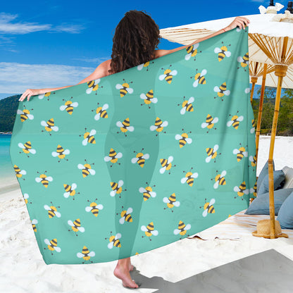 Bee Pattern Print Design 01 Sarong Pareo Wrap