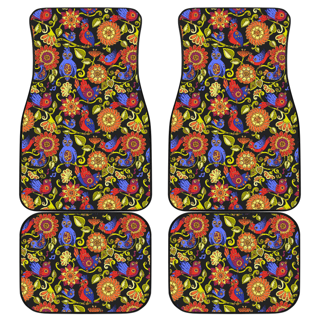 Steampunk Bird Design Themed Print Car Floor Mats Front Back