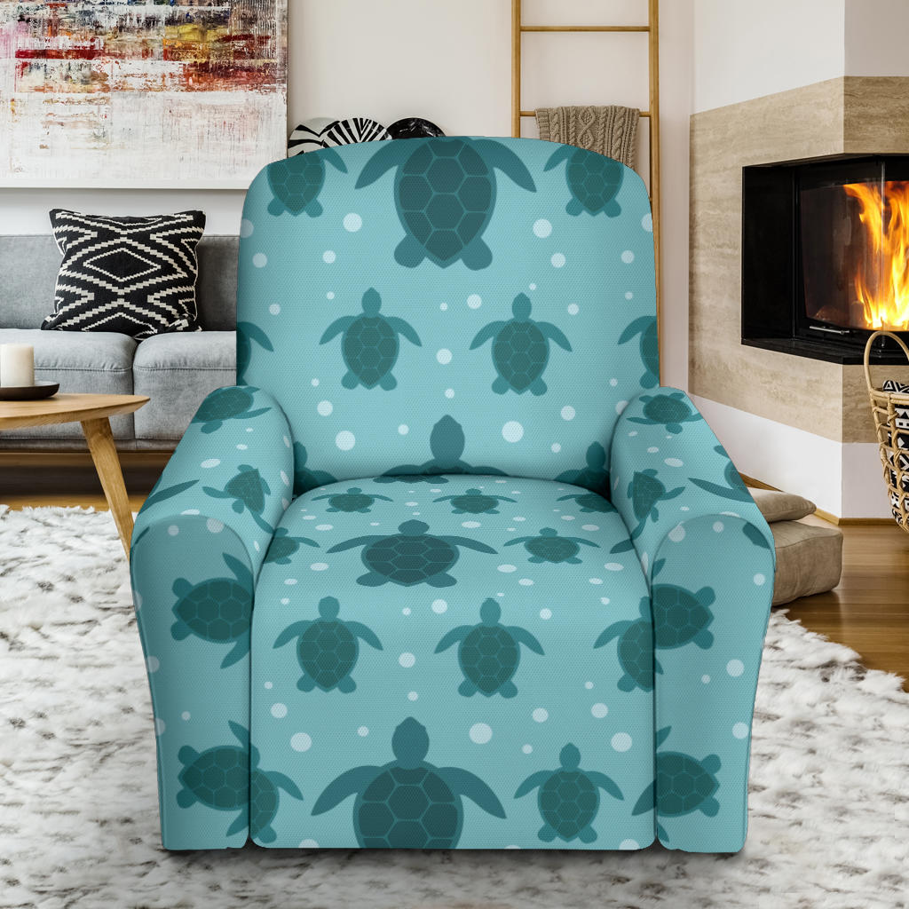 Sea Turtle Print Design LKS305 Recliner Slipcover with Pocket