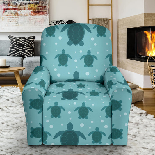 Sea Turtle Print Design LKS305 Recliner Slipcover with Pocket