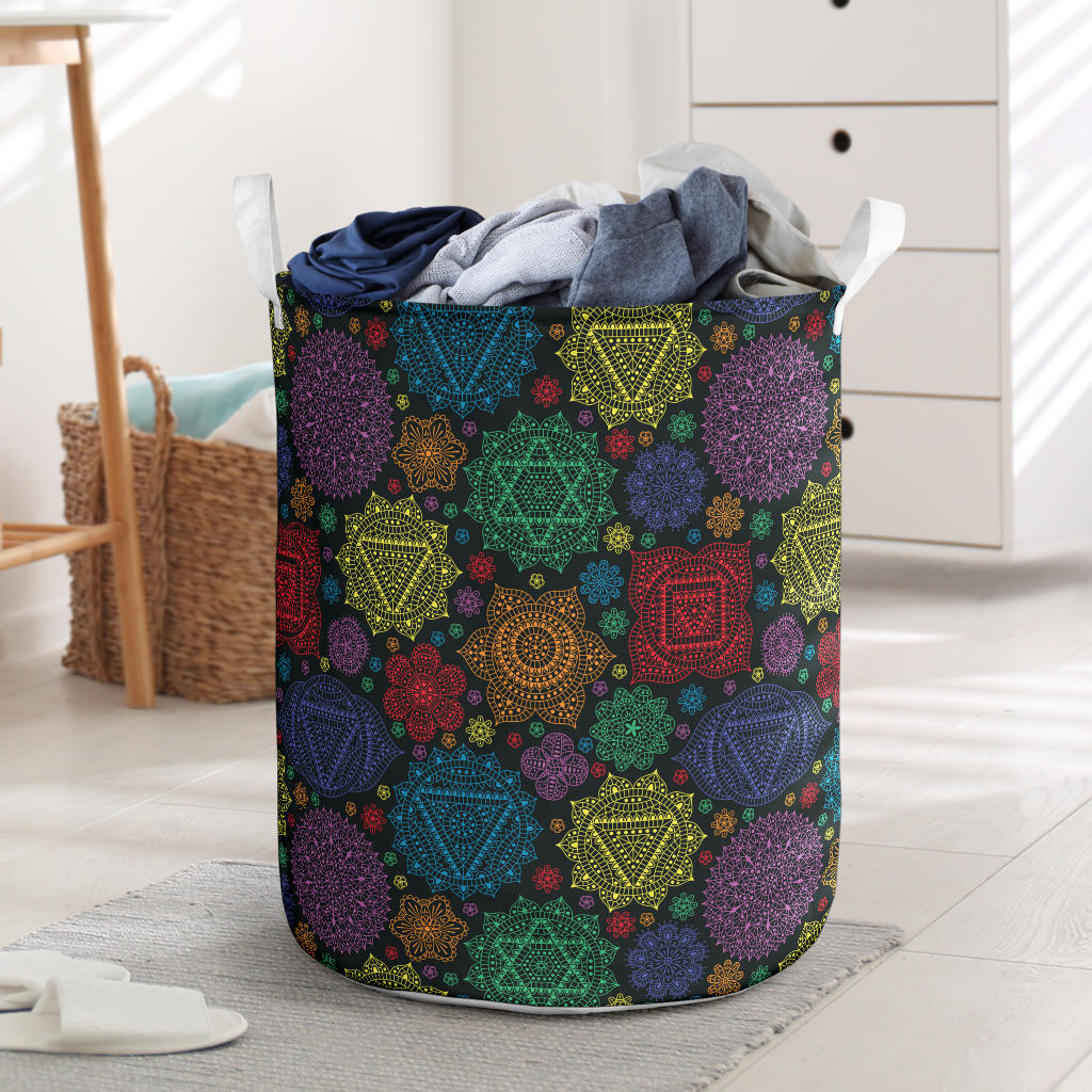 Chakra Mandala Print Pattern Laundry Basket