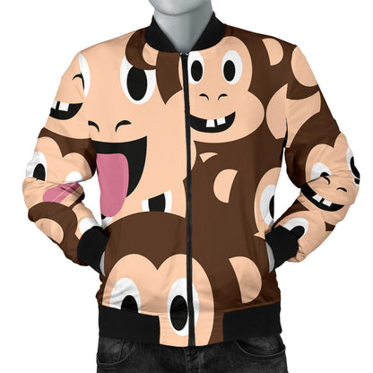 Emoji Monkey Print Pattern Men Bomber Jacket