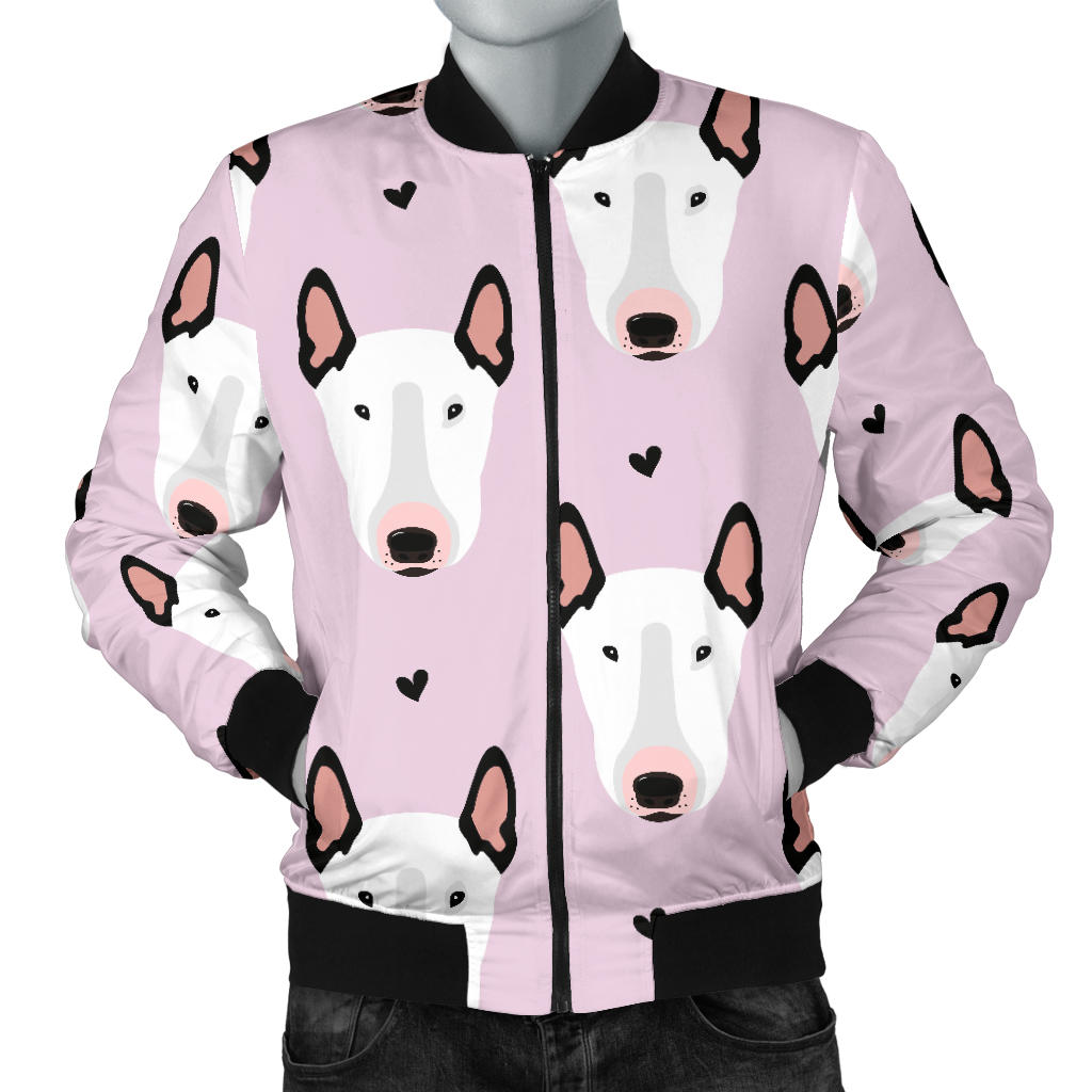 Bull Terrier Pink Print Pattern Men Bomber Jacket
