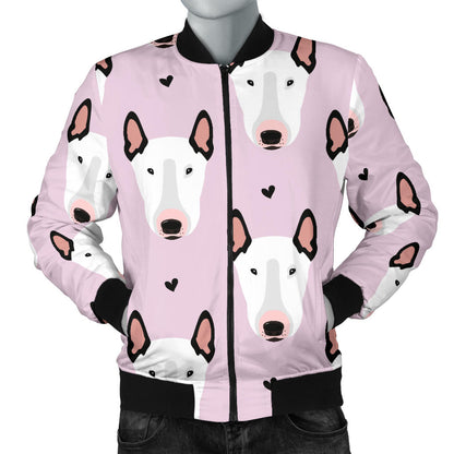 Bull Terrier Pink Print Pattern Men Bomber Jacket